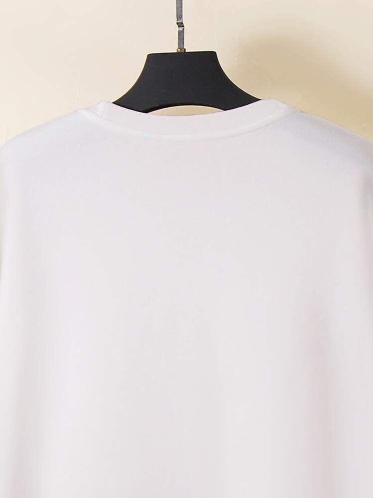 Manfinity Roghcode Homme Sweat-shirt à lettres - Blanc - Voir 3