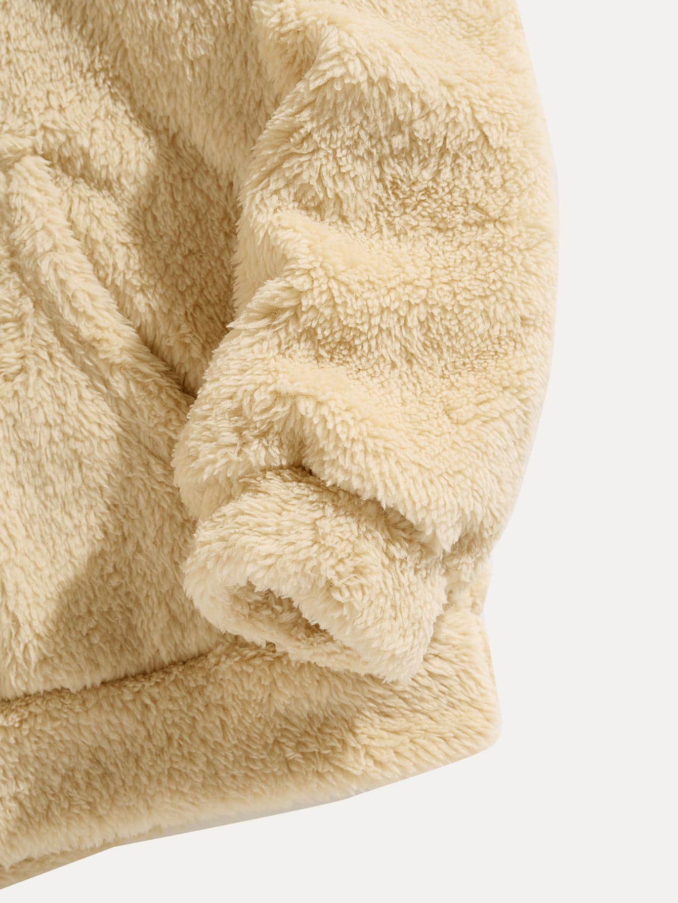 Hombres 1 pieza Capucha teddy con estampado geométrico con bolsillo de canguro con cordón - Albaricoque - Ver 4