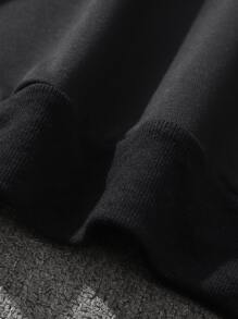 Manfinity Hombres Capucha con estampado de letra con cordón - Negro - Ver 4