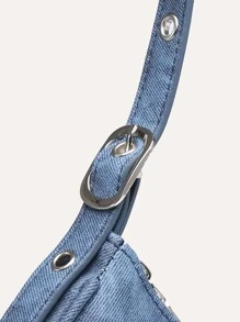 Bolso Bandolera Para Mujer Con Purse Para Hombro Con Diamantes De Imitación, Bolso De Moda De Remaches Punk Y2k Impermeable, Ligero, Informal, Con Decoración De Tachuelas Para Chicas Adolescentes, Mujeres Universitarias, Principiantes Y Trabajadores De Cuello Blanco Perfecto Para Oficina, Universidad, Trabajo, Negocios, Viaje? - Azul - Ver 7