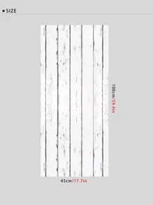 1pc Vintage White Wood Grain Effect Self-Adhesive Wallpaper For Home Decor, Cabinets, Tables And Chairs - Black and White - View 5