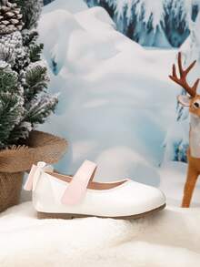 Girls Bow Decor Mary Jane Flats - White - View 3