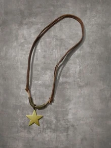 ROMWE Grunge Punk 星形墜飾項鍊 - 咖啡棕 - 查看 1