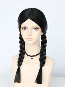 1pc Long Braided Cosplay Synthetic Wig & 1pc Wig Cap - Black - View 5
