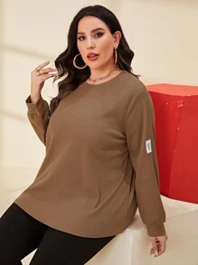 Mulvari 大碼字母補丁細節T恤 - 摩卡棕 - 查看 6