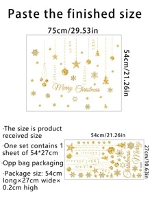A Christmas English Snowflake Polka Dot Pattern Decorative Wall Sticker,Stickers,Wall Decal, Vinyl Decal For Home Decorations,Spring Decoration Items Refresh Your Home,Rama Decoration Stickers Christmas Decorations Room Decor - Yellow - View 3