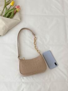 防水、輕盈、商務休閒迷你鱷魚壓花鏈裝飾毛氈流浪漢包適合青少年女大學生、菜鳥和白領，非常適合辦公室、大學、工作、商務、通勤 - 卡其色 - 查看 6