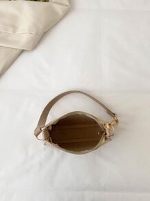 防水、輕盈、商務休閒迷你鱷魚壓花鏈裝飾毛氈流浪漢包適合青少年女大學生、菜鳥和白領，非常適合辦公室、大學、工作、商務、通勤 - 卡其色 - 查看 8