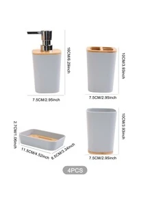 4pcs Plastic Lotion Dispenser & Soap Dish Set - Multicolor - View 3