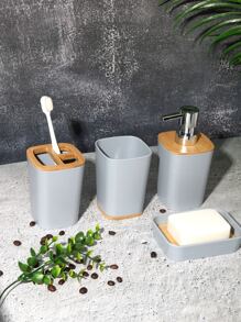 4pcs Plastic Lotion Dispenser & Soap Dish Set - Multicolor - View 4