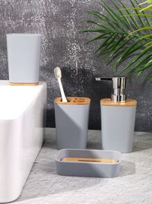 4pcs Plastic Lotion Dispenser & Soap Dish Set - Multicolor - View 2