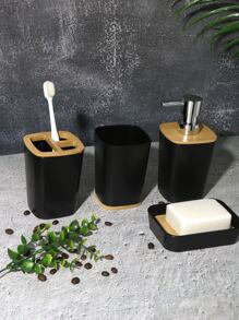 1set Plastic Bathroom Cup & Soap Dish & Lotion Dispenser & Toothbrush Holder Home Bathroom Decor - Multicolor - View 4
