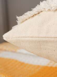 Miater 1入組簇絨設計靠墊套不附帶墊芯 - 米色 - 查看 3