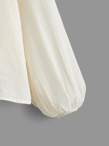 SHEIN LUNE Plus Floral Print Lantern Sleeve Blouse - Beige - View 4