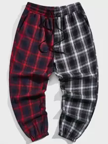 Manfinity Men Spliced Plaid Trousers - Multicolor - View 1