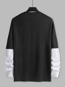 Manfinity Hypemode Men Letter Graphic 2 In 1 Tee - Black - View 2