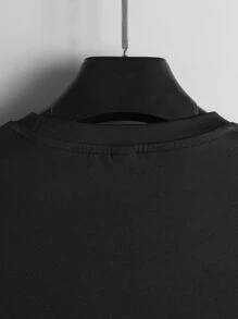 Manfinity Hypemode Men Letter Graphic 2 In 1 Tee - Black - View 4