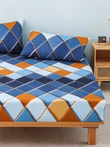 幾何圖案床笠套裝不附內芯 - 彩色 - 查看 2