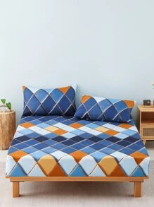 幾何圖案床笠套裝不附內芯 - 彩色 - 查看 4