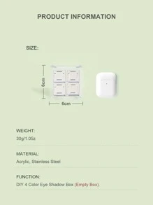 Clear Empty Eyeshadow Palette, 1pc Plastic Eyeshadow Storage Case With 4 Grids Palettes Lipstick Box Pigment Palette Tray Plastic Cosmetics Container Box DIY Makeup Powder Sample Box,Makeup,Cheap,Room Decor,Vanity,Travel,Bedroom,Makeup Accessories - Clear - View 3