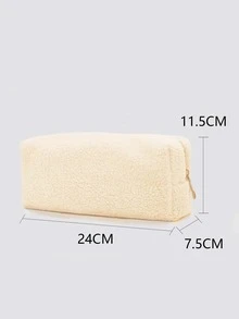 Fluffy Makeup Bag - Beige - View 3