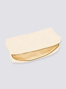Fluffy Makeup Bag - Beige - View 4