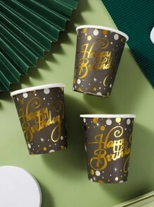 8pcs Metallic Polka Dot & Slogan Graphic Disposable Cup - Multicolor - View 1