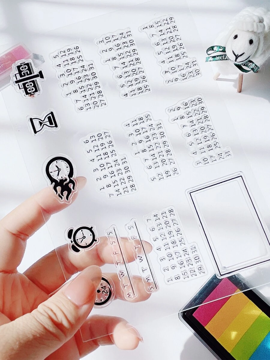 1入組時間設計矽膠印章 - 無色 - 查看 1