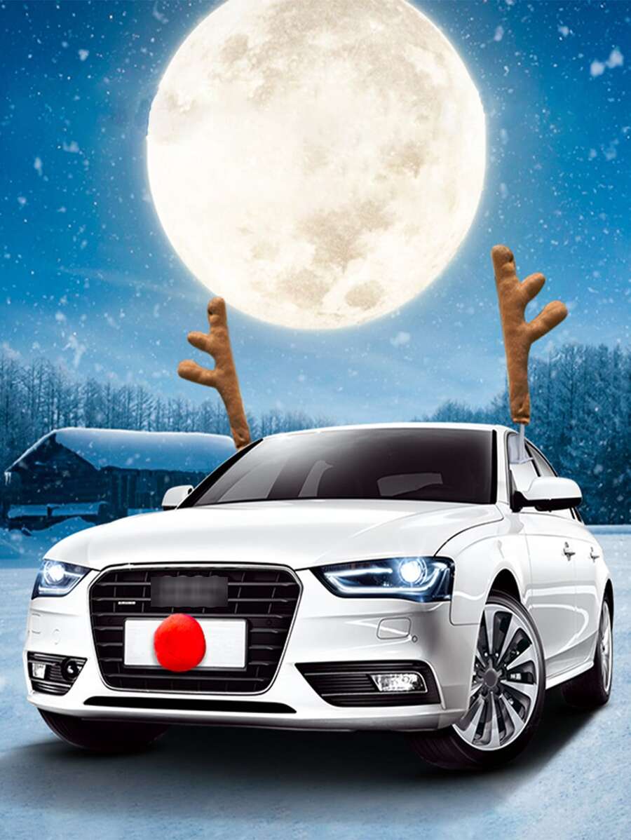 Christmas 3pcs Elk Design Car Ornament Set - Multicolor - View 1