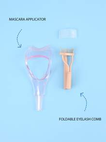 CUT it 2 sản phẩm chuốt mi - Tấm ngăn Mascara & Lược chải mi bằng thép không gỉ có thể gập lại để tạo hàng mi tự nhiên, để Mascara không bị vón cục Dụng cụ trang điểm - Nhiều màu - Xem 4