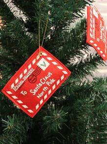 5pcs Christmas Letter Graphic Envelope Decoration - Red - View 1