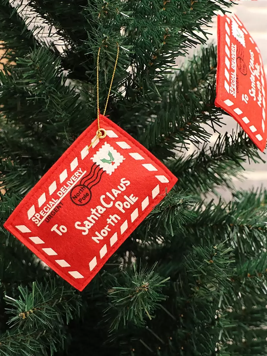 5pcs Christmas Letter Graphic Envelope Decoration - Red - View 1