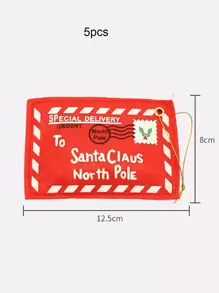 5pcs Christmas Letter Graphic Envelope Decoration - Red - View 3