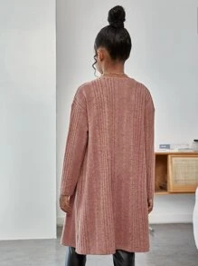 SHEIN Girls Drop Shoulder Open Front Coat