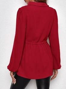 SHEIN Maternity Lantern Sleeve Drawstring Waist Blouse