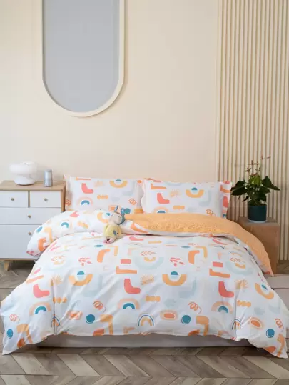 Bộ vỏ chăn có họa tiết hình học không có chất làm đầy