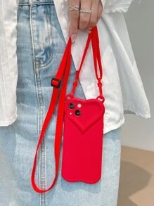素色手機殼附帶繩子 - 紅色 - 查看 1