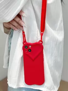 素色手機殼附帶繩子 - 紅色 - 查看 2