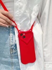 素色手機殼附帶繩子 - 紅色 - 查看 3