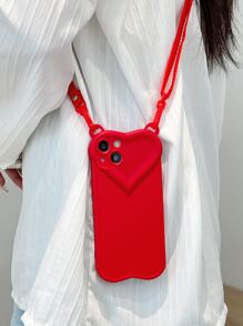 素色手機殼附帶繩子 - 紅色 - 查看 4