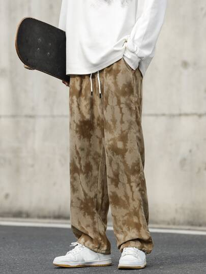ROMWE Guys Tie Dye Drawstring Waist Pants