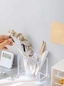 1pc Clear Pen Holder - Clear - View 1
