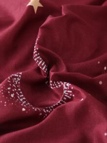 Set colcha sin relleno con patrón de estrella y luna - Burdeos - Ver 2