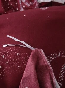 Set colcha sin relleno con patrón de estrella y luna - Burdeos - Ver 6