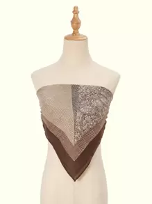 1 件简约印花 110 厘米方形围巾，新款春季女士头巾，多功能时尚配饰，可系在腰部、包包、头发、颈部，头巾、发带、头带非常适合装扮您的造型