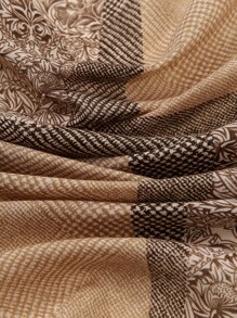 1 件简约印花 110 厘米方形围巾，新款春季女士头巾，多功能时尚配饰，可系在腰部、包包、头发、颈部，头巾、发带、头带非常适合装扮您的造型