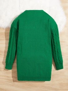 SHEIN Áo len nữ màu trơn Giải trí - màu xanh lá - Xem 2
