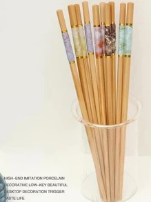 5 paires/set Baguettes à motif marbré 22,5cm moderne bambou pour Vaisselle