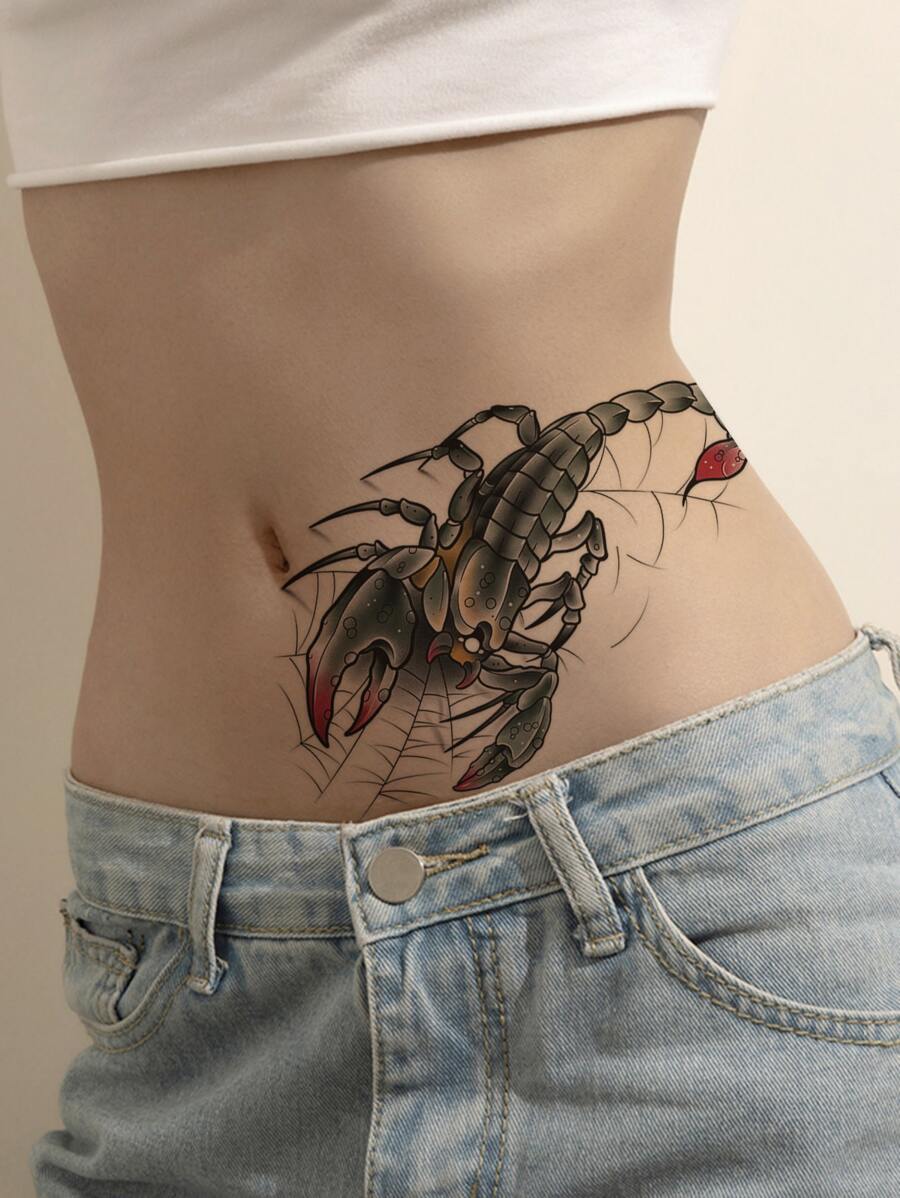 1 tờ giấy dán hình xăm bọ cạp in - Nhiều màu - Xem 1