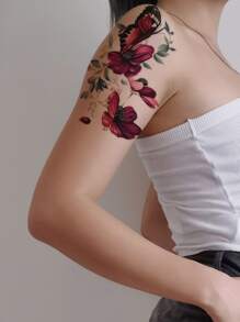 1 tấm Hình xăm in hoa & bướm - Nhiều màu - Xem 3